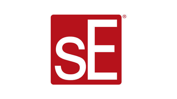 Rotes quadratisches Logo, in dessen Inneren sich ein weißes kleines „s“ und ein großes „E“ überlappen. - HJPA Pro