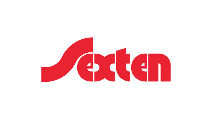 Rotes, stilisiertes Textlogo mit der Aufschrift „Sexten“ auf weißem Hintergrund. - HJPA Pro